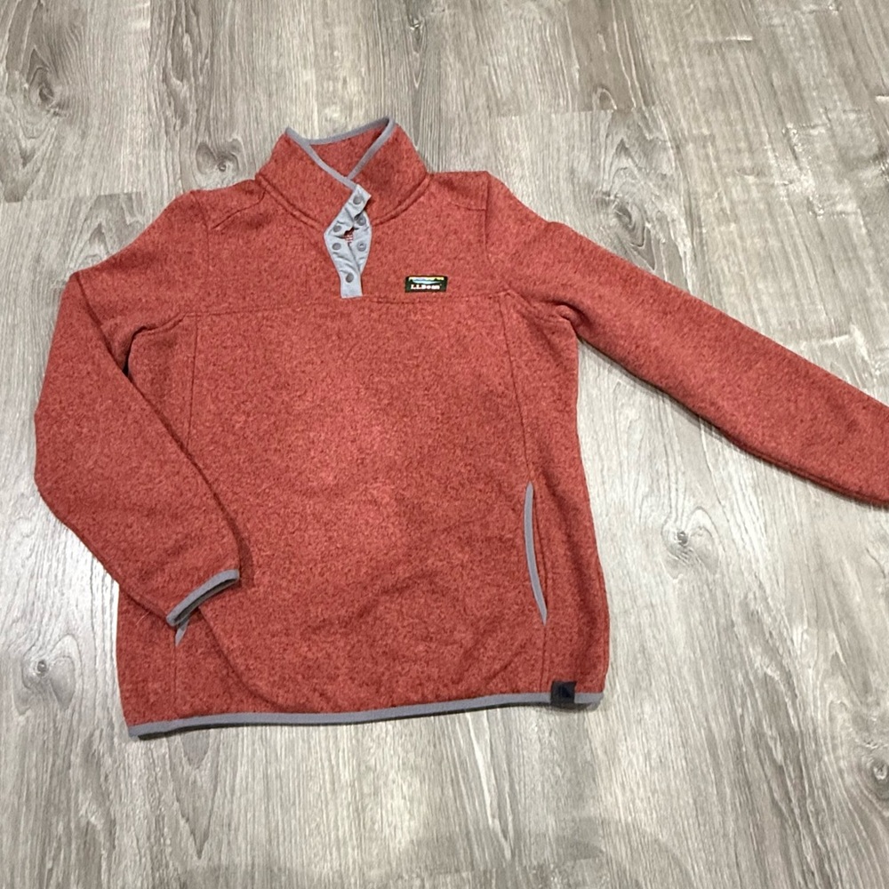LL Bean size medium Red Sweater with Gray Accents cold weather wear
